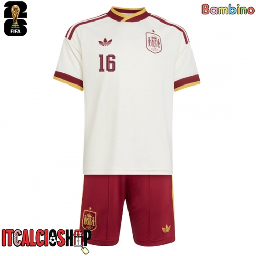 Spagna Rodri Hernandez #16 Seconda Maglia Bambino Mondiali 2026 Manica Corta (+ Pantaloni corti)